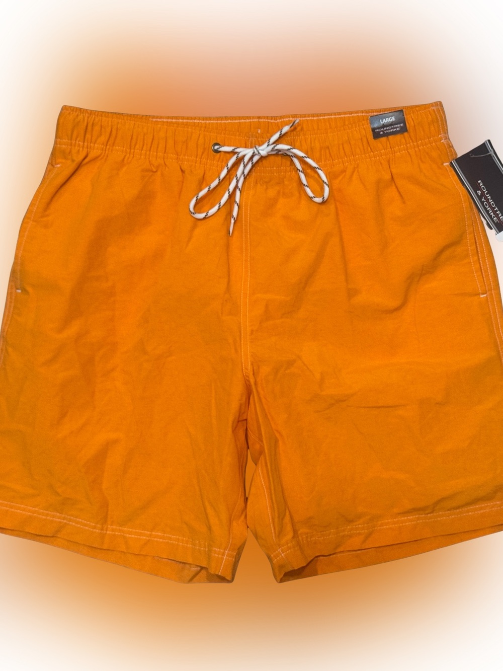 Roundtree & Yorke Orange Men's Swim Trunks with Contrast Drawstring